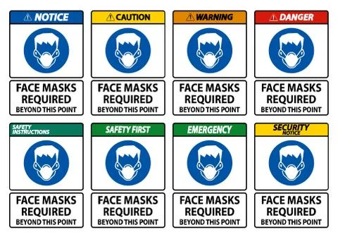 Face Masks Required Beyond This Point Sign Isolate On White Background Stock Illustration