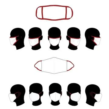 Face Masks - Vector Mockup Template Stock Illustration