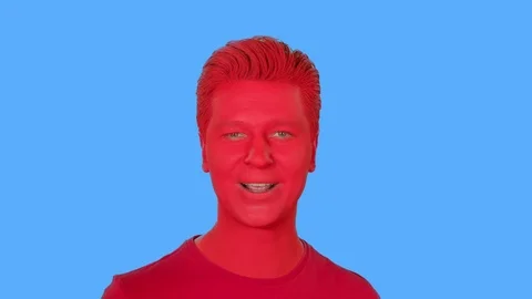 The face of men painted with red paint Video stock 107849192