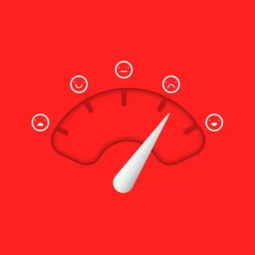 Face meter of happy, smile, normal and angry face icon with speedometers. Stock Illustration