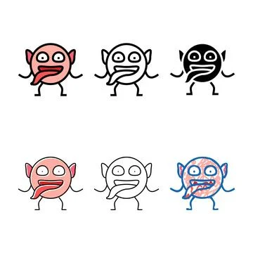Face monster funny color pack icon vector Illustrazione stock