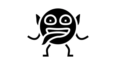 Face monster funny glyph icon animation Stock Footage 326159176