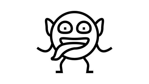 Face monster funny line icon animation Stock Footage 326137723