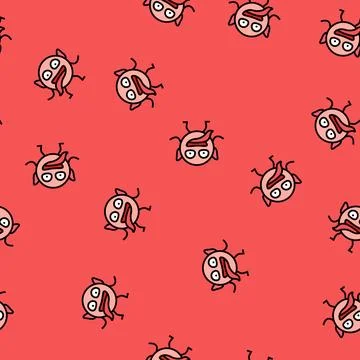 Face monster funny vector seamless pattern Stock Illustration