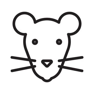 Face of mouse icon Black line art vector logo Illustrazione stock