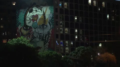 Face Mural close up at Linq Hotel in Austin, Texas Stock Footage 246980077