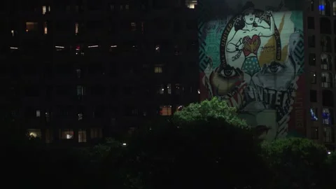 Face Mural on Right Side - Linq Hotel Austin, Texas Stock Footage 246979629