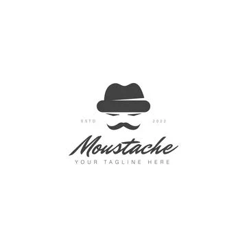 Face with mustache and hat logo design illustration icon Stock Illustration