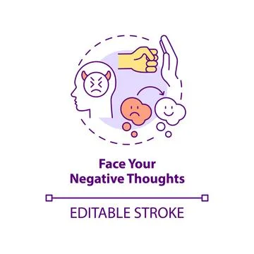 Face negative thoughts concept icon Stock Illustration