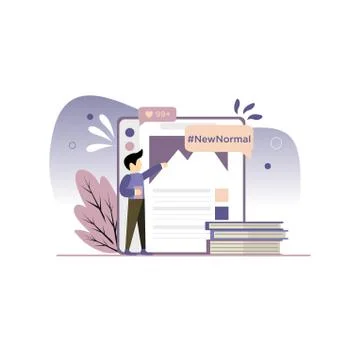 Face the New Normal cute Vector Illustration Stock Illustration