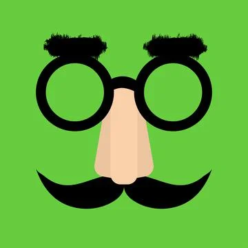 Face with nose, glasses, eyebrows Stock Illustration