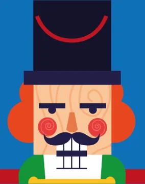 Face of nutcracker soldier toy icon Illustrazione stock
