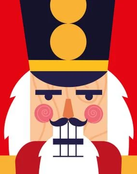Face of nutcracker soldier toy icon Stock Illustration