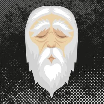 Face old man with closed eyes and white hair Stock Illustration