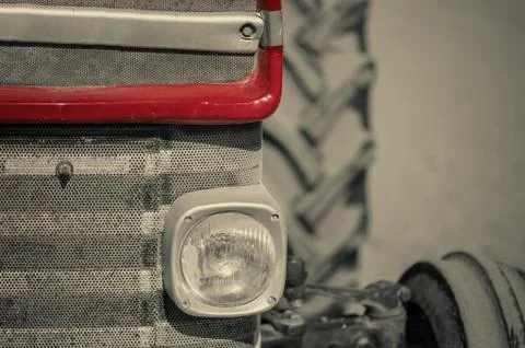The face of an old retro tractor Stock Photos
