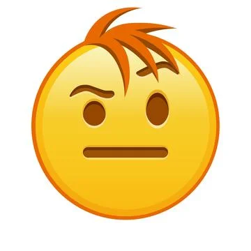 Face with one eyebrow raised Large size of yellow emoji smile with hair Иллюстрация