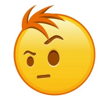 Face with one eyebrow raised Large size of yellow emoji smile with hair Illustrazione stock