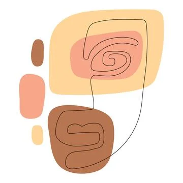 Face one line drawing poster with Abstract shapes and editable stroke. Minima Stock Illustration