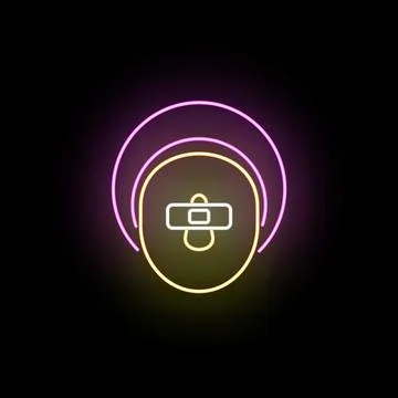 Face outline with neon plaster icon Stock Illustration