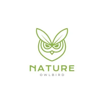Face owl with leaf logo design Stock-Illustration