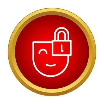 Face with padlock showing mind lock and privacy Stock Illustration
