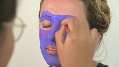 Face paint in action. Stock Footage 96162577