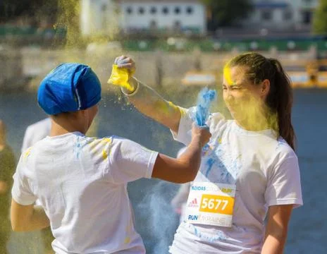 Face in the paint Holi. Stock Photos