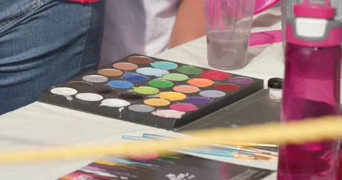Face paint on table Stock Footage 166326872