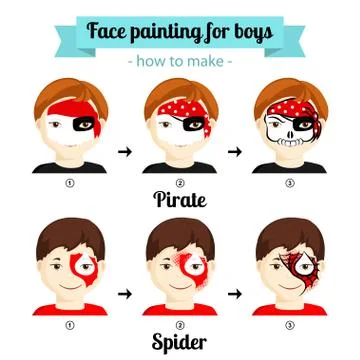 Face painting boys, second set. Stock Illustration