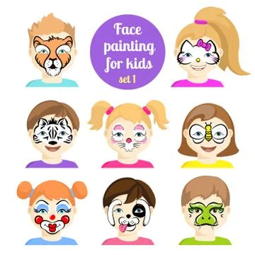 Face painting seventh set. Stock Illustration