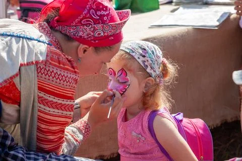 Face Painting Workshop for Children. Stock Photos
