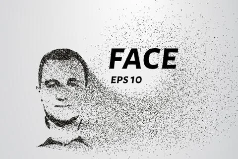 Face of the particles. The face consists of small circles and dots. Vector .. Illustrazione stock