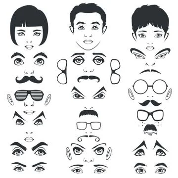 Face parts, head Stock Illustration