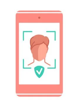 Face payment. Payment using Face Recognition And Identification. Mobile phone Stock Illustration