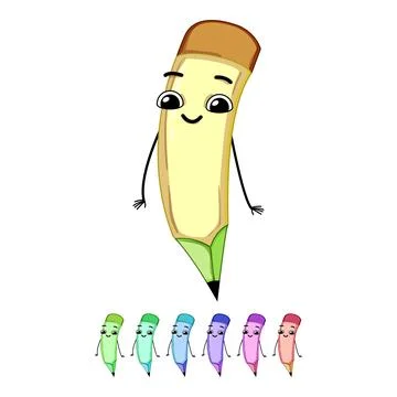 Face pen character cartoon vector graphic Stock Illustration