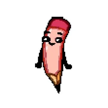 Face pen character pixel art vector illustration Stock Illustration