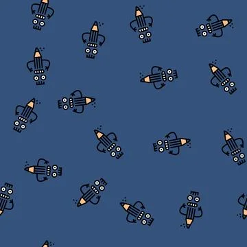 Face pen character vector seamless pattern Stock Illustration