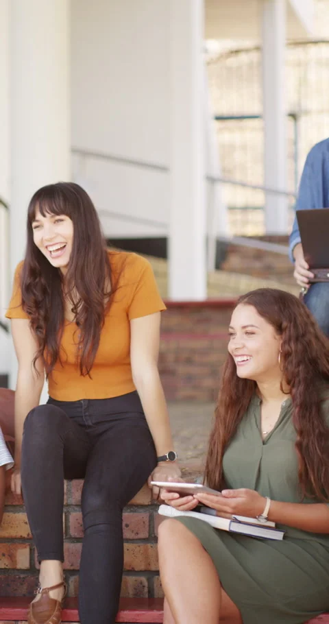 Face, people and students with tech at campus for education, study session and Stock Footage 334937224