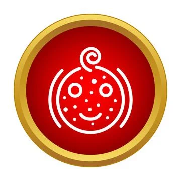 Face with pimples icon problem on red background Illustrazione stock
