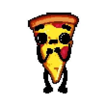 Face pizza slice character pixel art vector illustration Stock Illustration