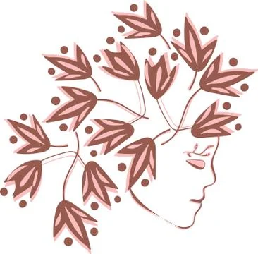 Face with plants hair simple vector illustration Stock-Illustration