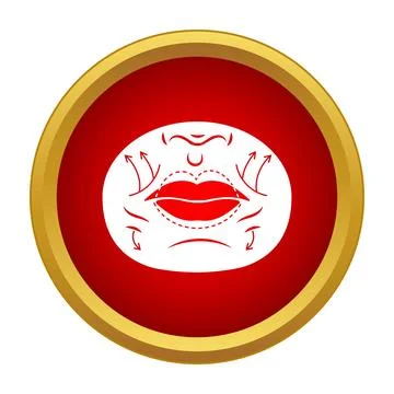 Face plastic surgery concept with lip enhancement diagram Stock Illustration