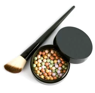 Face powder with a brush Stock Photos