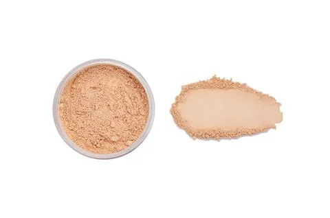 Face powder stroke isolated on white background 스톡 사진