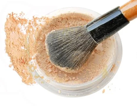 Face powder on white background Stock-Fotos