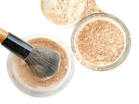 Face powder on white background Stock Photos