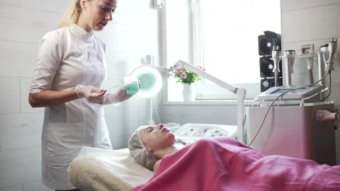 Face preparation for RF lifting. Video stock 143641036