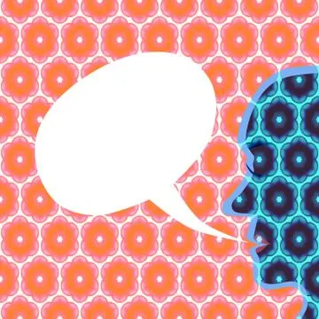 Face profile on a colored background superimposed with a honeycomb pattern. Stock Illustration