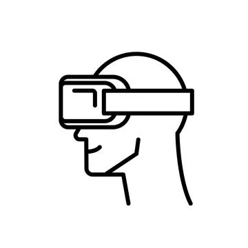 Face in profile in VR glasses isolated on white Stock Illustration