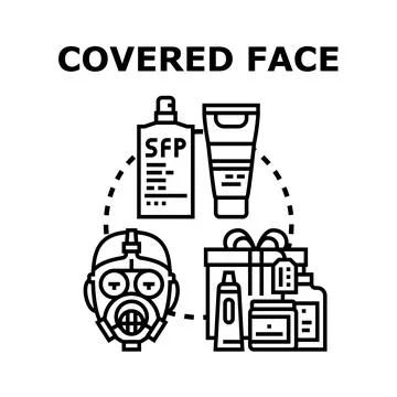 Face protection covering items concept illustration 库存插图